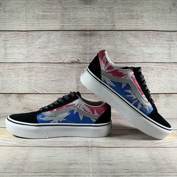 Vans Old Skool Platform After Dark Womens Size 8 Pink Blue Black Summer - Picture 8 of 13